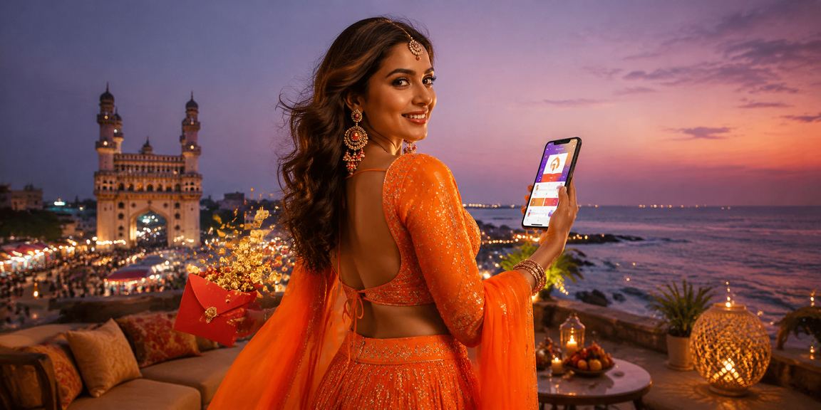 Teen Patti players enjoying night market atmosphere near Hyderabad's Charminar